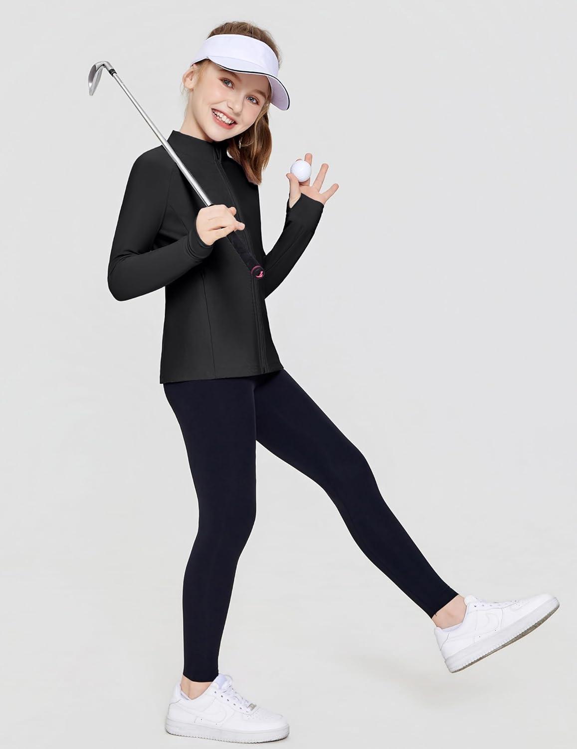 imageZaclotre Girls Fleece Jacket with 4 Pockets Long Sleeve Zip Up Warm Athletic Winter Coat Kids Sweatshirt for 514 YBlack