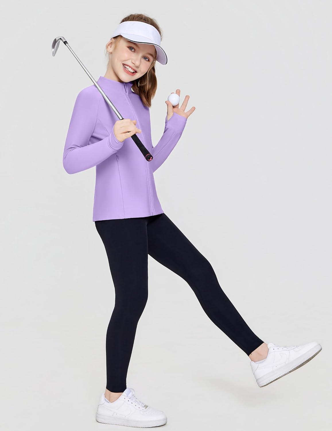 imageZaclotre Girls Fleece Jacket with 4 Pockets Long Sleeve Zip Up Warm Athletic Winter Coat Kids Sweatshirt for 514 YPurple