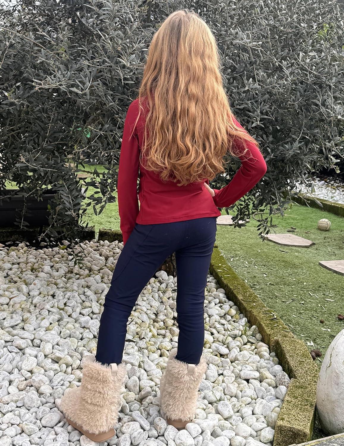 imageZaclotre Girls Fleece Jacket with 4 Pockets Long Sleeve Zip Up Warm Athletic Winter Coat Kids Sweatshirt for 514 YRed