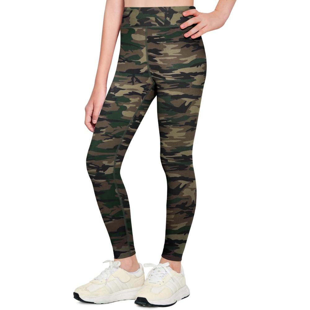 imageZaclotre Girls Athletic Leggings Kids High Waisted Activewear Dance Workout Running Yoga PantsBrown Camouflage