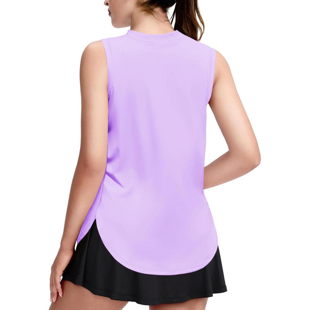 imageZaclotre Girls Athletic Tank Tops HighLow Hem Loose Fit Summer Top Kids Sleeveless Sport Shirts 514 YearsLilac