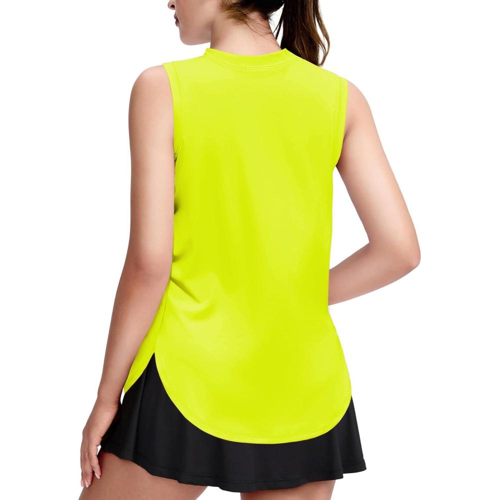imageZaclotre Girls Athletic Tank Tops HighLow Hem Loose Fit Summer Top Kids Sleeveless Sport Shirts 514 YearsNeon Green