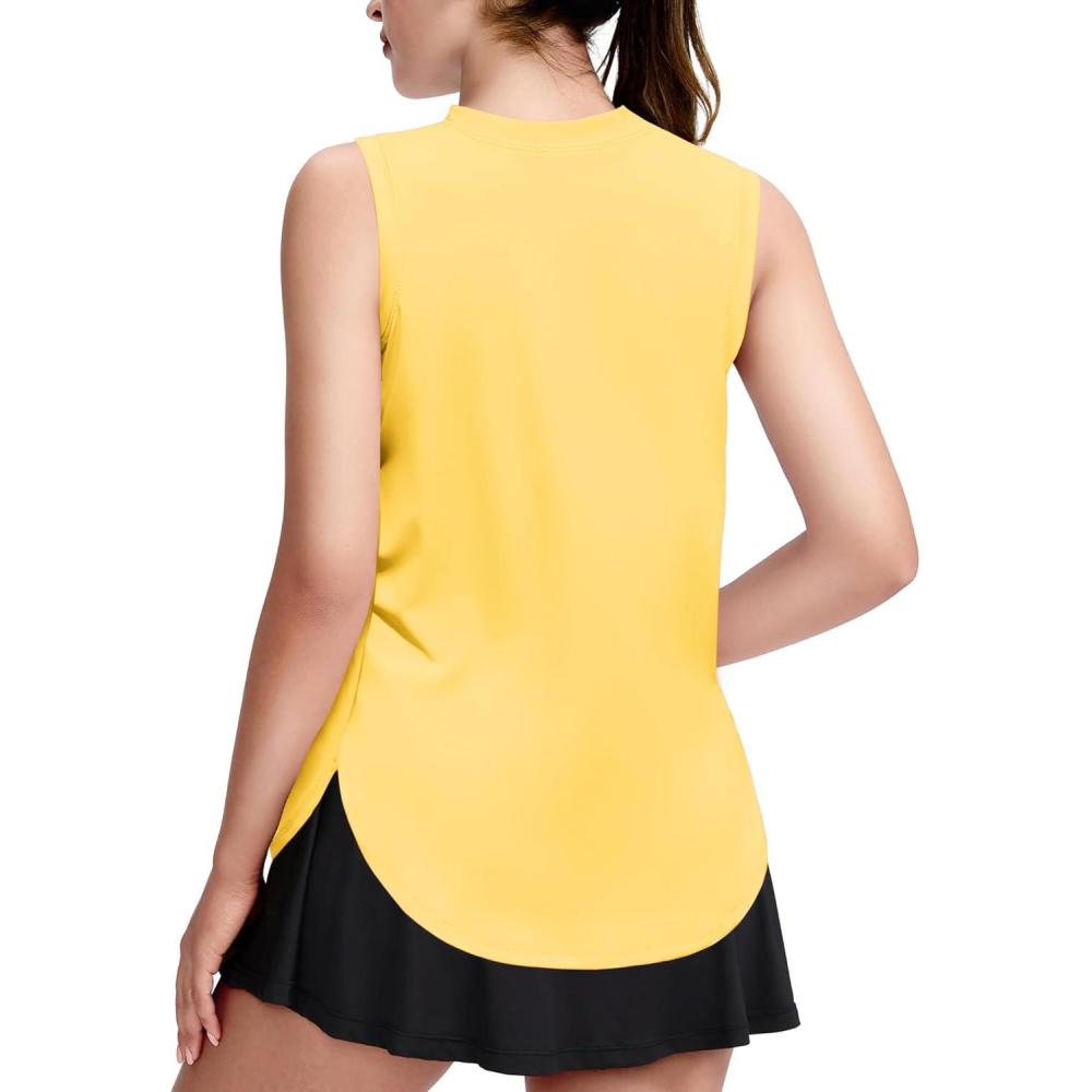 imageZaclotre Girls Athletic Tank Tops HighLow Hem Loose Fit Summer Top Kids Sleeveless Sport Shirts 514 YearsYellow