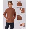 Zaclotre Girls Fleece Jacket with 4 Pockets Long Sleeve Zip Up Warm Athletic Winter Coat Kids Sweatshirt for 5-14 Y(Brown)