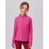 Zaclotre Girls Fleece Jacket with 4 Pockets Long Sleeve Zip Up Warm Athletic Winter Coat Kids Sweatshirt for 5-14 Y(Hot Pink)