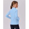 Zaclotre Girls Fleece Jacket with 4 Pockets Long Sleeve Zip Up Warm Athletic Winter Coat Kids Sweatshirt for 5-14 Y(Light Blue)