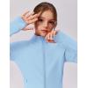 Zaclotre Girls Fleece Jacket with 4 Pockets Long Sleeve Zip Up Warm Athletic Winter Coat Kids Sweatshirt for 5-14 Y(Light Blue)