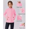 Zaclotre Girls Fleece Jacket with 4 Pockets Long Sleeve Zip Up Warm Athletic Winter Coat Kids Sweatshirt for 5-14 Y(Pink)