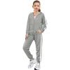 Zaclotre Girls 2 Piece Outfits Sweatsuit Zip Up Hoodie Sweatshirt and Sweatpant Tracksuit Athletic Jogger Sets(Grey)