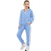 Zaclotre Girls 2 Piece Outfits Sweatsuit Zip Up Hoodie Sweatshirt and Sweatpant Tracksuit Athletic Jogger Sets(Light Blue)