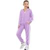 Zaclotre Girls 2 Piece Outfits Sweatsuit Zip Up Hoodie Sweatshirt and Sweatpant Tracksuit Athletic Jogger Sets(Light Purple)