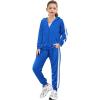 Zaclotre Girls 2 Piece Outfits Sweatsuit Zip Up Hoodie Sweatshirt and Sweatpant Tracksuit Athletic Jogger Sets(Royal Blue)
