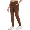 Zaclotre Girls Athletic Leggings Cross High Waisted Yoga Pants for Kids Dance Workout Running Tights with Pockets(Brown)
