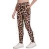 Zaclotre Girls Athletic Leggings Cross High Waisted Yoga Pants for Kids Dance Workout Running Tights with Pockets(Brown Leopard)