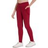 Zaclotre Girls Athletic Leggings Cross High Waisted Yoga Pants for Kids Dance Workout Running Tights with Pockets(Dark Red)