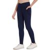 Zaclotre Girls Athletic Leggings Cross High Waisted Yoga Pants for Kids Dance Workout Running Tights with Pockets(Navy Blue)