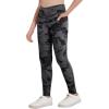 Zaclotre Girls Athletic Leggings Cross High Waisted Yoga Pants for Kids Dance Workout Running Tights with Pockets(Tie Dye Black and Grey)