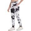 Zaclotre Girls Athletic Leggings Cross High Waisted Yoga Pants for Kids Dance Workout Running Tights with Pockets(Tie Dye Black and White)