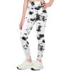 Zaclotre Girls Athletic Leggings Kids High Waisted Activewear Dance Workout Running Yoga Pants(Tie Dye Black and White)