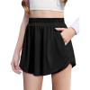 Zaclotre Girls Athletic Shorts with Zipper Pockets 2 in 1 Flowy Skirt Overlay Kids Running Workout Soccer Sports Shorts(Black)