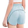 Zaclotre Girls Athletic Shorts with Zipper Pockets 2 in 1 Kid Workout Running Volleyball Soccer Shorts with Liner(Blue)