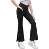 Zaclotre Girls’ Flare Leggings with Split Hem Cross High Waist Yoga Bootcut Athletic Kid Bell Bottom Pants with Pockets(Black)