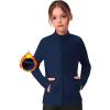 Zaclotre Girls Fleece Jacket with 4 Pockets Long Sleeve Zip Up Warm Athletic Winter Coat Kids Sweatshirt for 5-14 Y(Navy Blue)