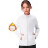 Zaclotre Girls Fleece Jacket with 4 Pockets Long Sleeve Zip Up Warm Athletic Winter Coat Kids Sweatshirt for 5-14 Y(White)