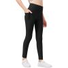 Zaclotre Girls Fleece Lined Leggings Warm Winter Running Tights for Kids High Waist Athletic Yoga Pants with Pockets(Black)
