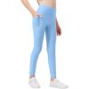 Zaclotre Girls Fleece Lined Leggings Warm Winter Running Tights for Kids High Waist Athletic Yoga Pants with Pockets(Blue)