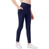 Zaclotre Girls Fleece Lined Leggings Warm Winter Running Tights for Kids High Waist Athletic Yoga Pants with Pockets(Navy Blue)