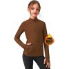 Zaclotre Girls Fleece Long Sleeve Shirts Half Zip Pullover Sweatshirt with Pockets Kids Athletic Winter Jacket(Brown)