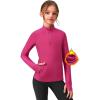 Zaclotre Girls Fleece Long Sleeve Shirts Half Zip Pullover Sweatshirt with Pockets Kids Athletic Winter Jacket(Hot Pink)