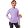 Zaclotre Girls Fleece Long Sleeve Shirts Half Zip Pullover Sweatshirt with Pockets Kids Athletic Winter Jacket(Purple)