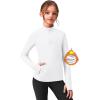 Zaclotre Girls Fleece Long Sleeve Shirts Half Zip Pullover Sweatshirt with Pockets Kids Athletic Winter Jacket(White)