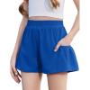 Zaclotre Girls Ruffle Athletic Shorts with Pockets High Waisted Kids Sport Shorts for Soccer Basketball Running(Royal Blue)