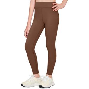 Zaclotre Girls Athletic Leggings Kids High Waisted Activewear Dance Workout Running Yoga Pants(Brown)