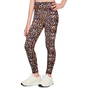 Zaclotre Girls Athletic Leggings Kids High Waisted Activewear Dance Workout Running Yoga Pants(Khaki Leopard)