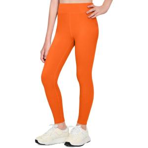 Zaclotre Girls Athletic Leggings Kids High Waisted Activewear Dance Workout Running Yoga Pants(Orange)