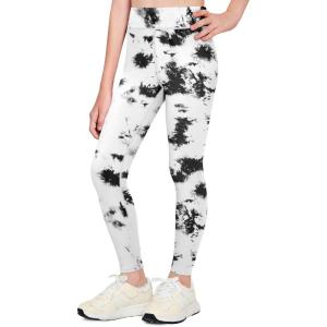 Zaclotre Girls Athletic Leggings Kids High Waisted Activewear Dance Workout Running Yoga Pants(Tie Dye Black and White)