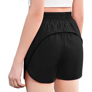 Zaclotre Girls Athletic Shorts with Zipper Pockets 2 in 1 Kid Workout Running Volleyball Soccer Shorts with Liner(Black)