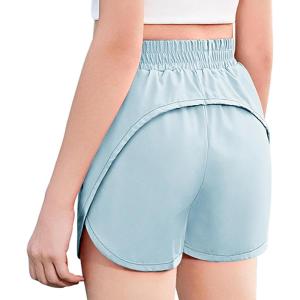 Zaclotre Girls Athletic Shorts with Zipper Pockets 2 in 1 Kid Workout Running Volleyball Soccer Shorts with Liner(Blue)