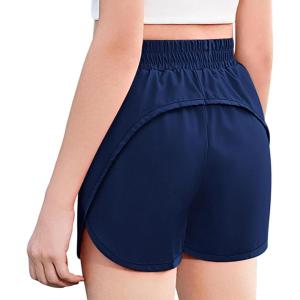 Zaclotre Girls Athletic Shorts with Zipper Pockets 2 in 1 Kid Workout Running Volleyball Soccer Shorts with Liner(Navy Blue)
