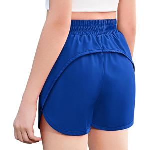 Zaclotre Girls Athletic Shorts with Zipper Pockets 2 in 1 Kid Workout Running Volleyball Soccer Shorts with Liner(Royal Blue)