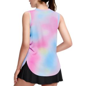 Zaclotre Girls Athletic Tank Tops High-Low Hem Loose Fit Summer Top Kids Sleeveless Sport Shirts 5-14 Years(Tie Dye 01)
