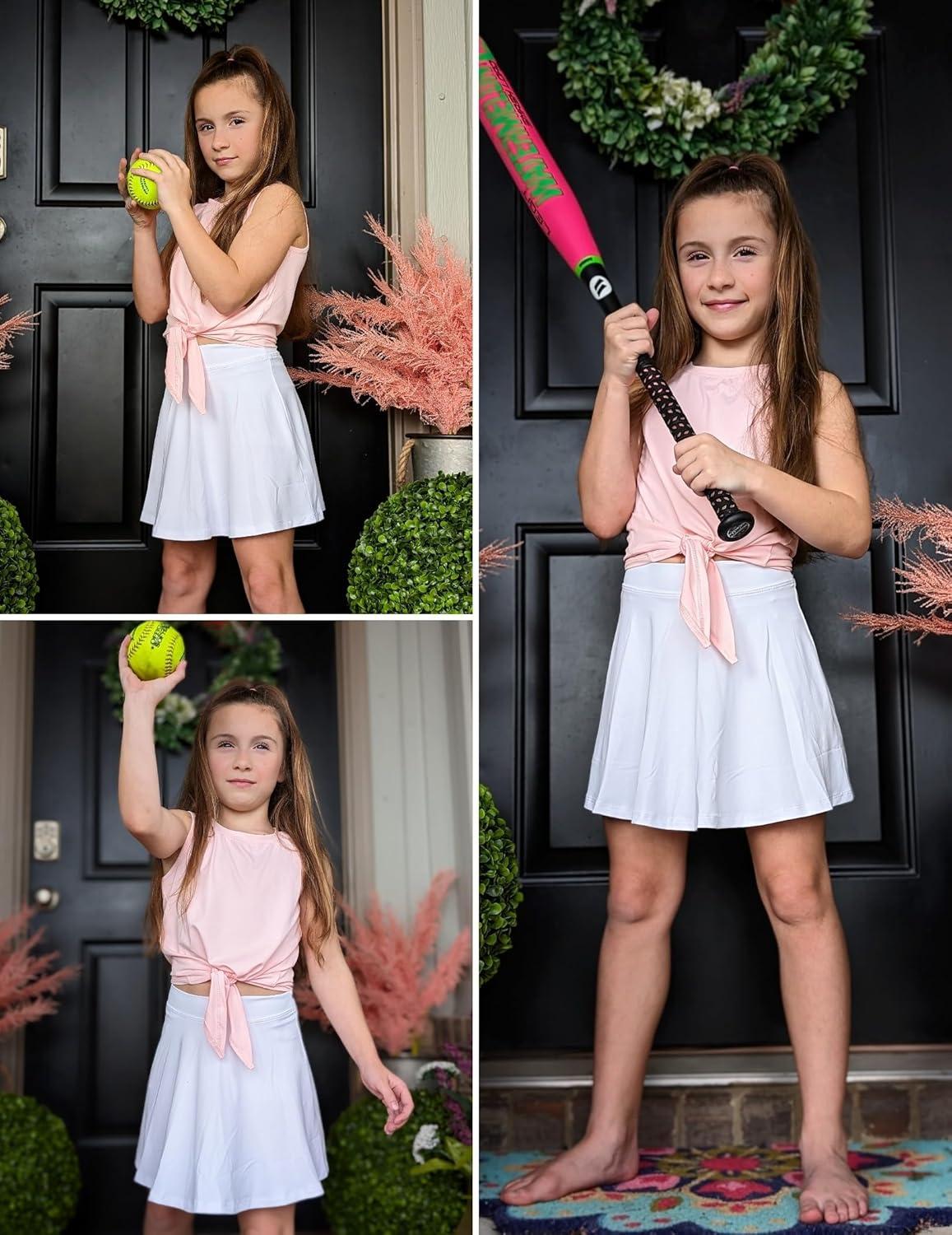 imageZaclotre Girls Tennis Golf Dress Outfit Tank Top and Skorts Skirts Athletic Sets with Shorts Pockets