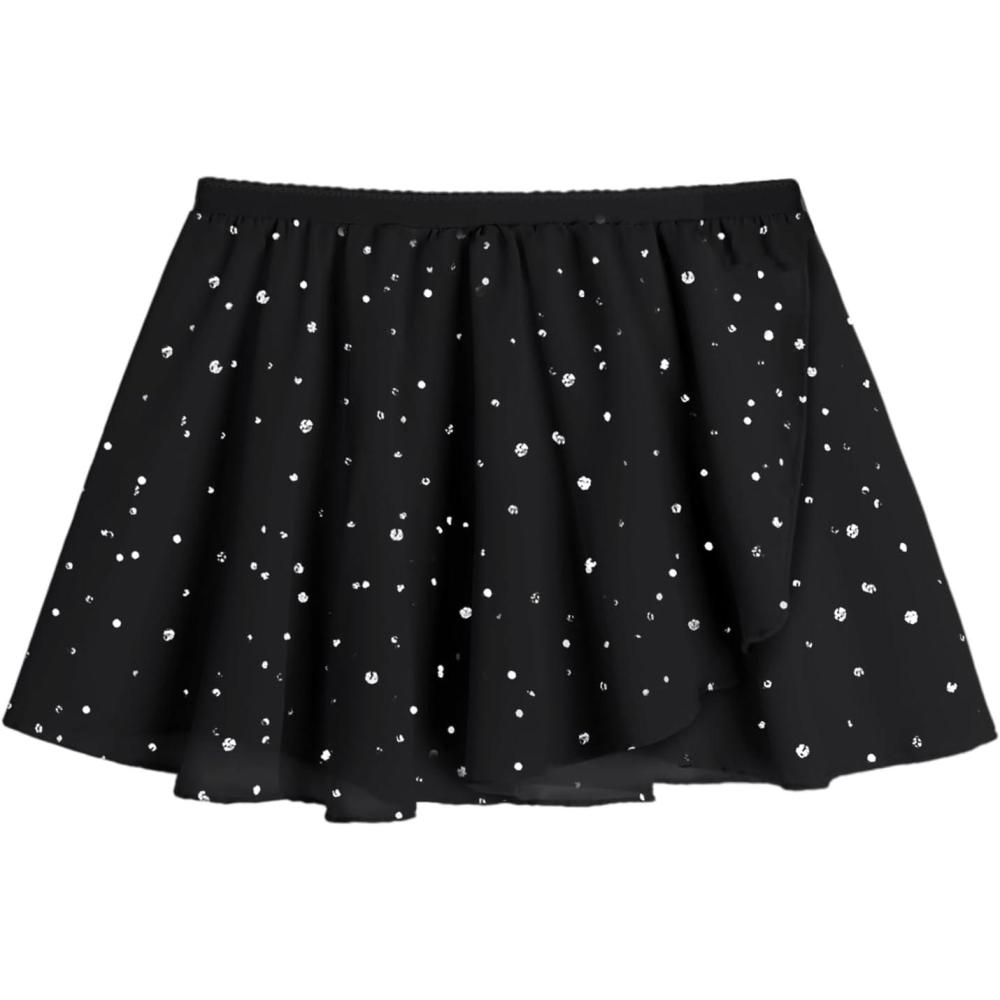 imageZaclotre 3 Pack Girls Ballet Skirts Dance Skirt Chiffon Wrap for ToddlerKidsLittle Girl DancewearBlack Shiny