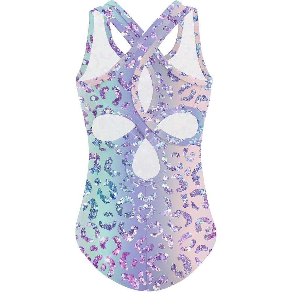 imageZaclotre Ballet Leotards for Girls Hollow Back Sleeveless Dance Outfits Gymnastics Leotard Tank BodysuitPurple Leopard