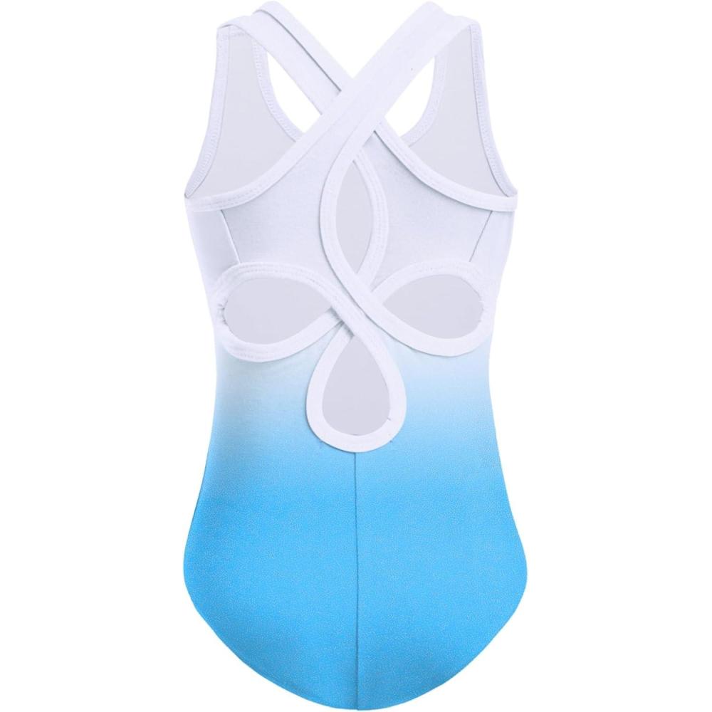 imageZaclotre Ballet Leotards for Girls Hollow Back Sleeveless Dance Outfits Gymnastics Leotard Tank BodysuitWhite Blue