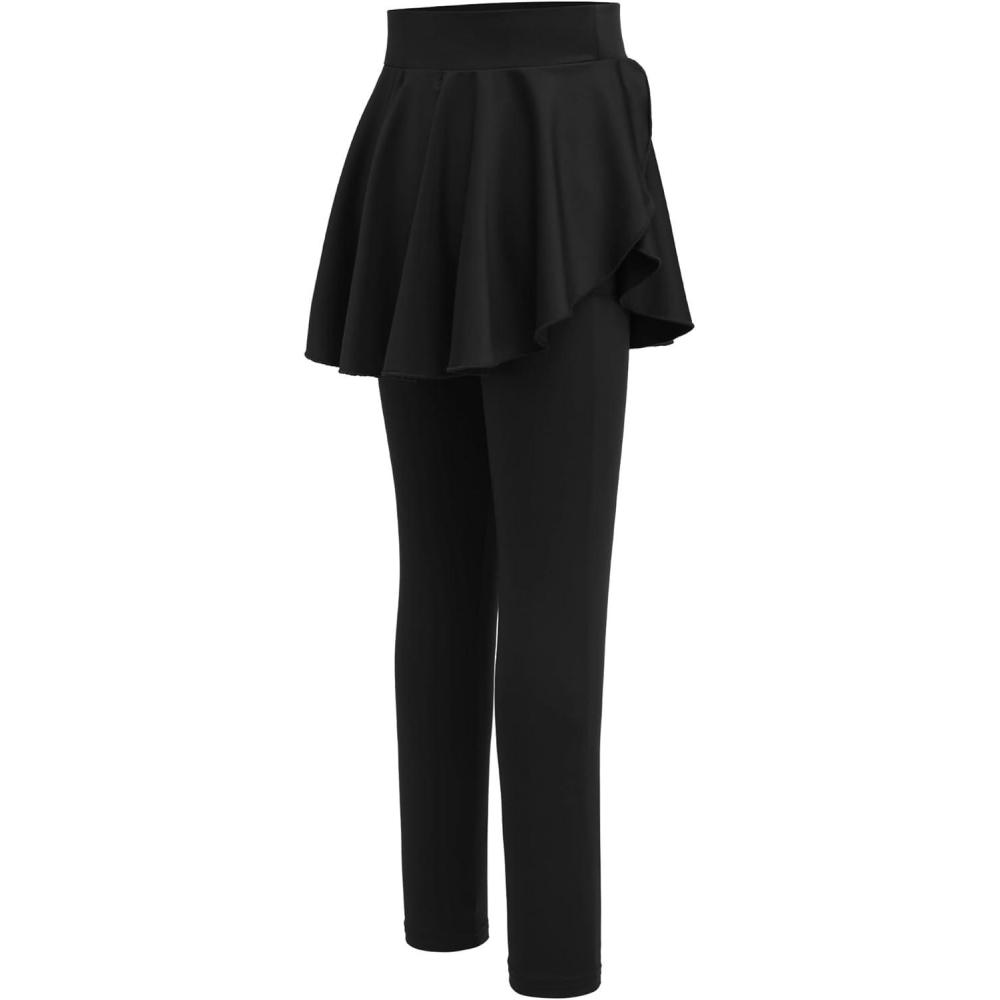 imageZaclotre Girls Leggings with Pocket High Waisted Stretchy Tennis Golf Athletic Flowy Skirted Legging for Kid